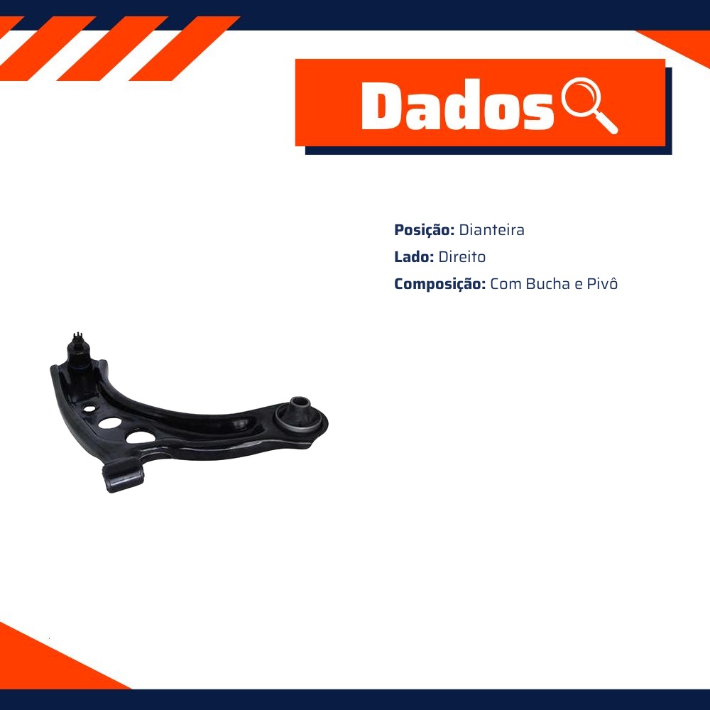 Bandeja Dianteira Lado Direito com Bucha e Pivô para Toyota Etios - Monroe Axios - LT50289