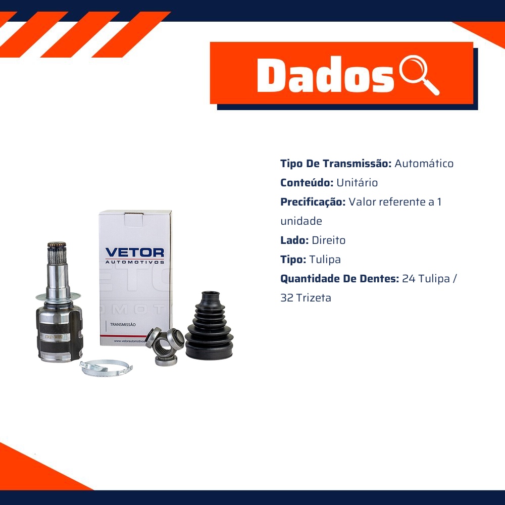 Tulipa Direita para Toyota Corolla - Vetor - VT5843