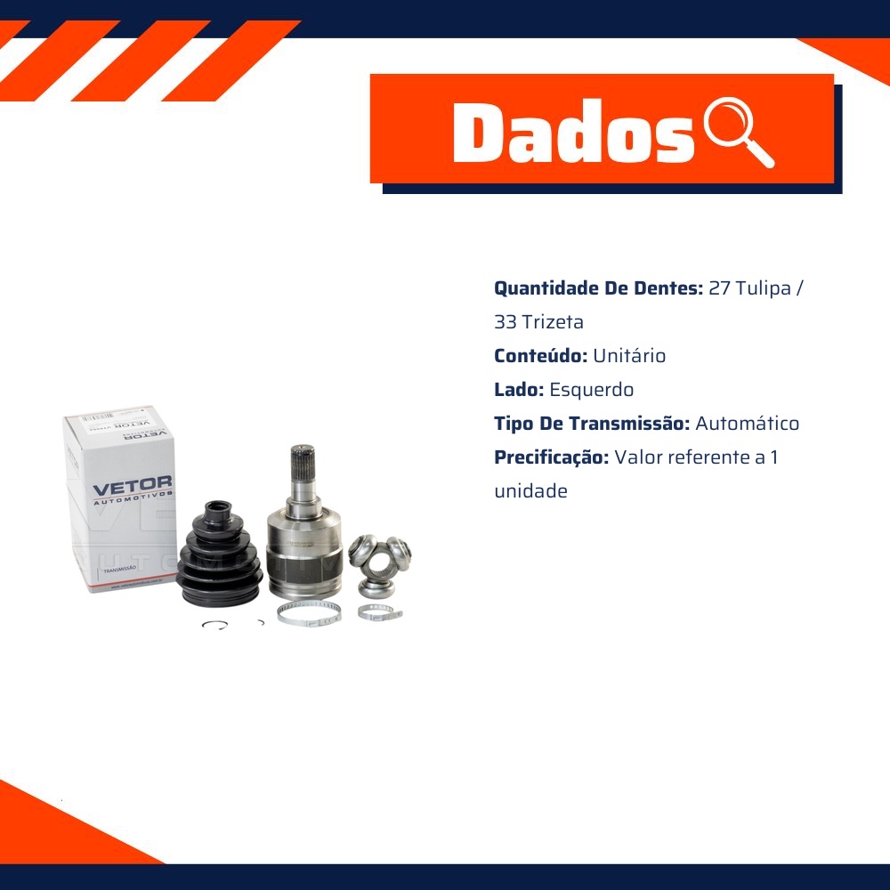 Tulipa Lado Esquerdo Cambio Automático para Hyundai Tucson - Vetor - VT5854