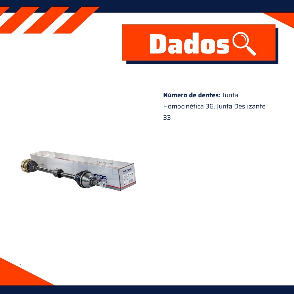Semieixo Lado Direito Cambio Manual para Volkswagen Polo e Virtus - Vetor - VT9946