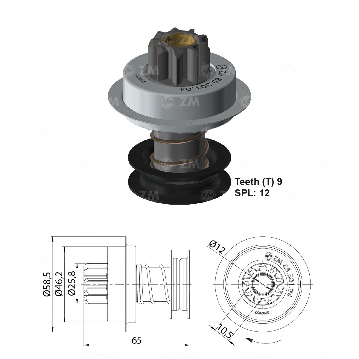 Impulsor de Partida para Volkswagen Kombi e Saveiro - ZM - 8550104