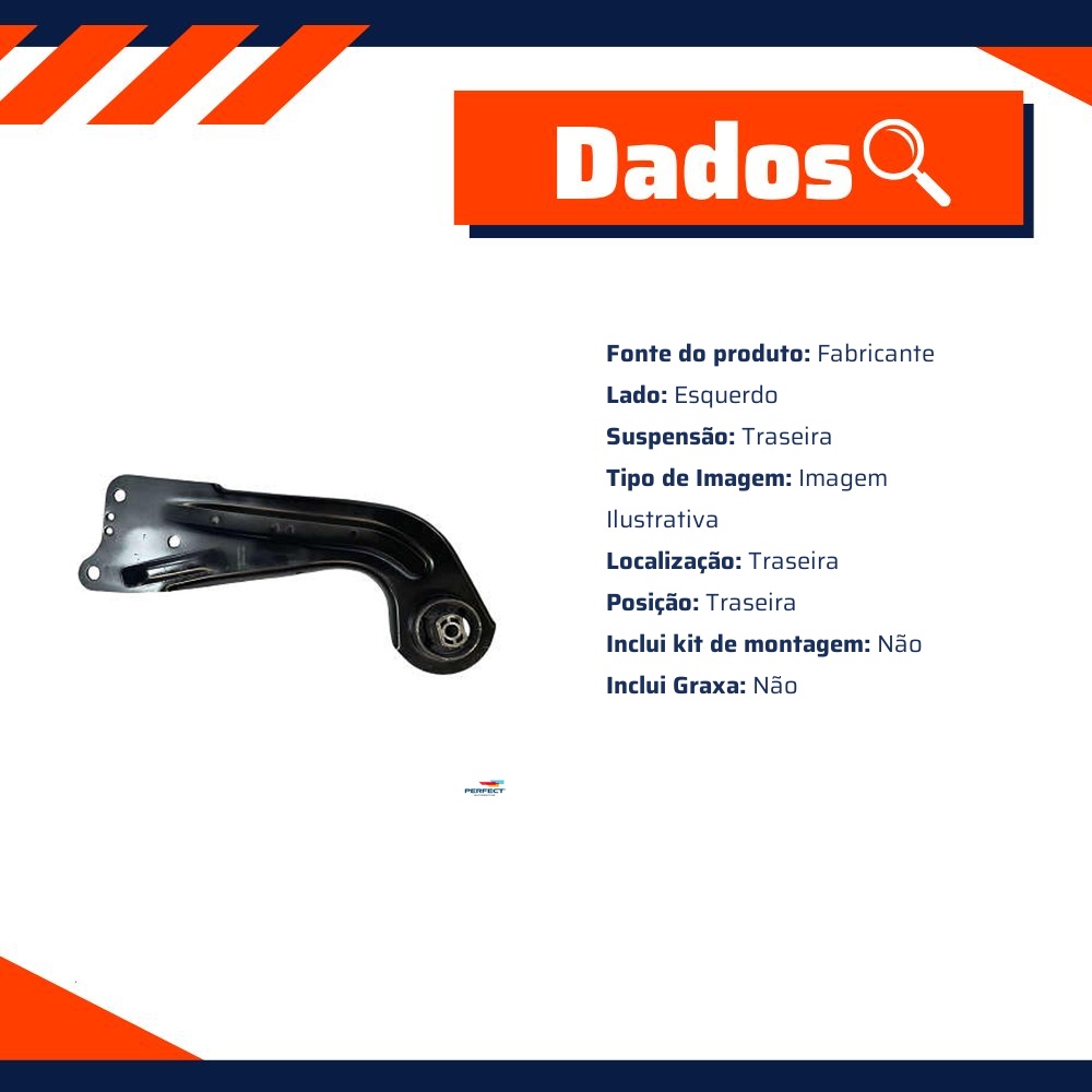 Braço Curvo Suspensão Traseira Esquerdo para Audi A3 e Volkswagen Golf - Perfect - BDJ1405