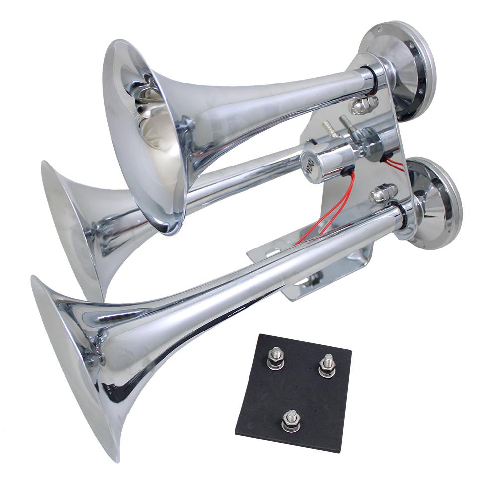 Buzina Eletropneumatica 3 Cornetas Cromada Bivolt - Gauss - GB1043