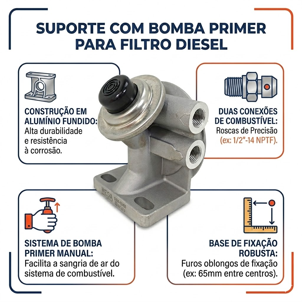 Cabeçote do Filtro de Combustível - Wega - CBW-0003