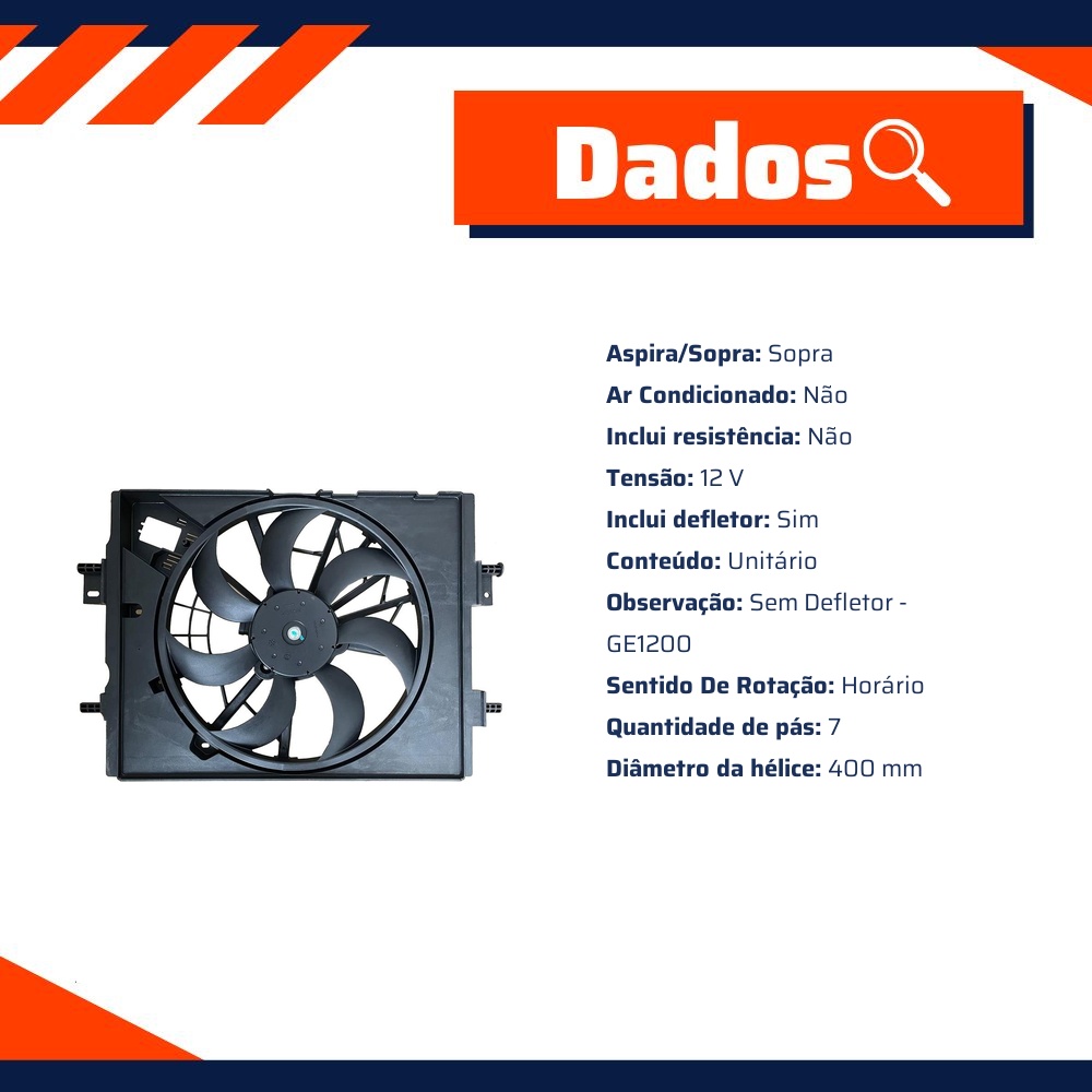 Eletroventilador 12V para Nissan Kicks - Gauss - GE1199