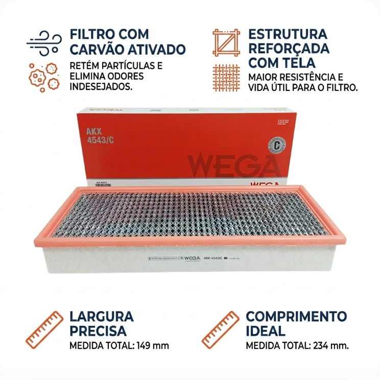 FIltro de Ar Condicionado Cabine - Wega - AKX4543/C