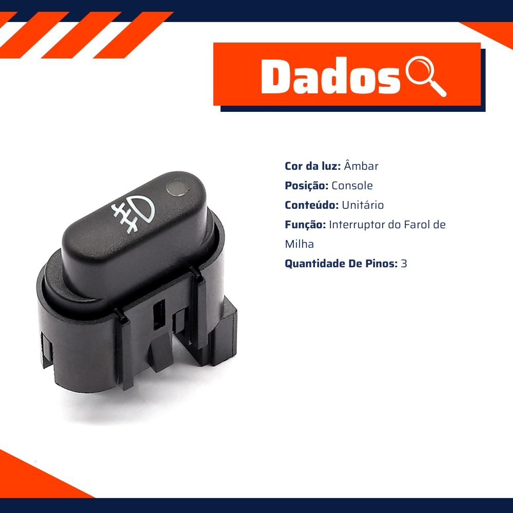 Interruptor para Farol de Milha para Chevrolet Celta e Prisma - Gauss - GE2325