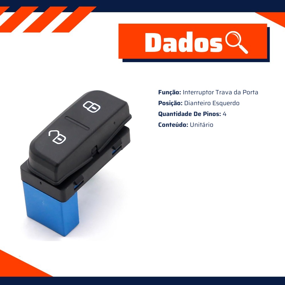 Interruptor da Trava Das Portas para Volkswagen Cross Up! e Up! - Gauss - GE2394