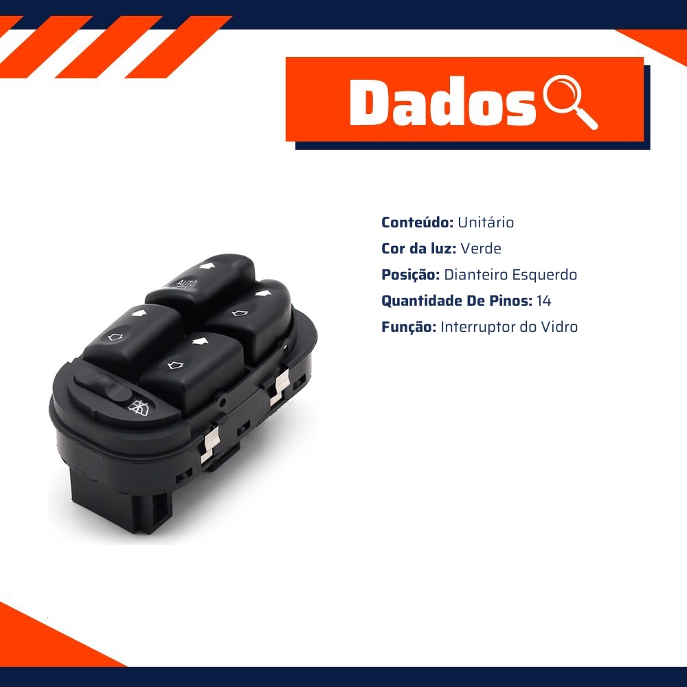 Interruptor do Vidro Elétrico - Gauss - GE2388
