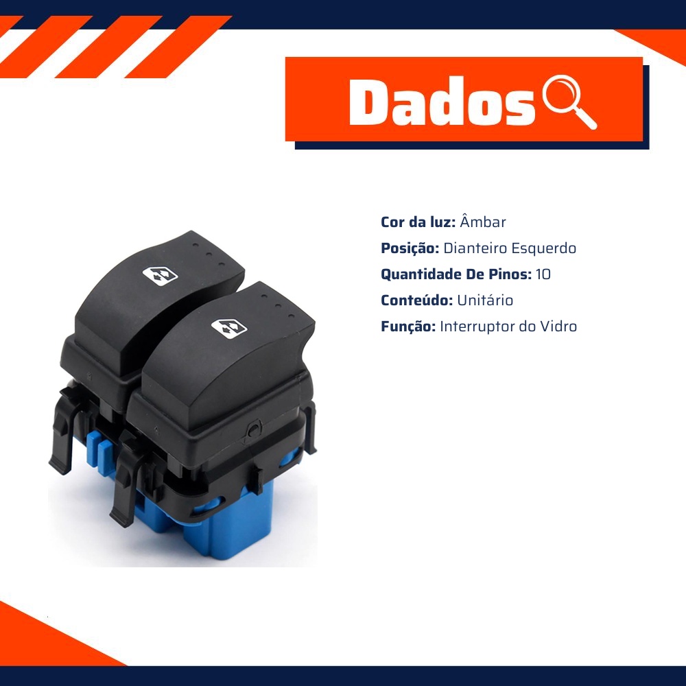 Interruptor do Vidro Elétrico - Gauss - GE2308