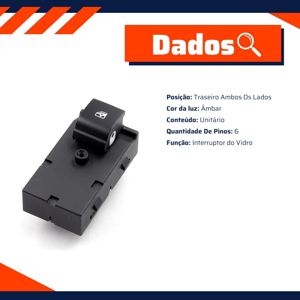 Interruptor do Vidro Elétrico - Gauss - GE2354