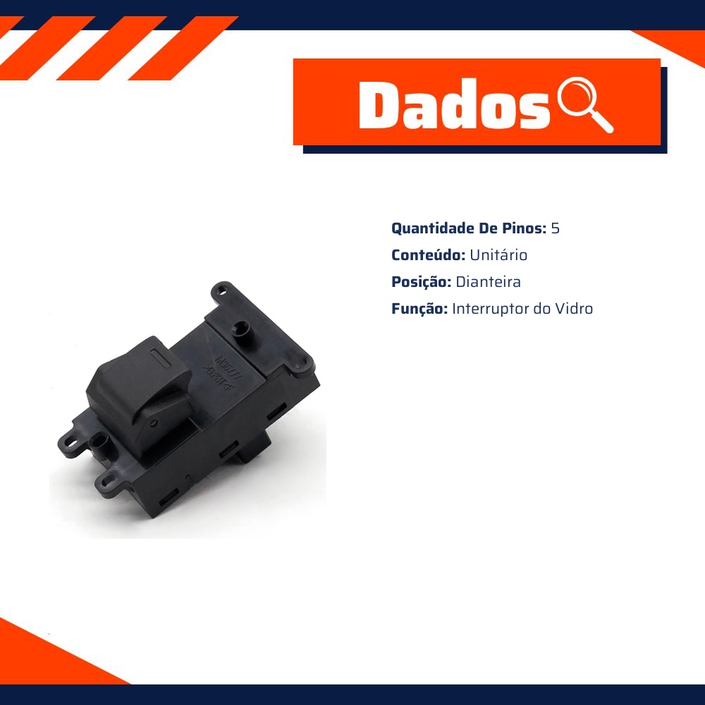 Interruptor do Vidro Elétrico para Honda City e FIT - Gauss - GE2326