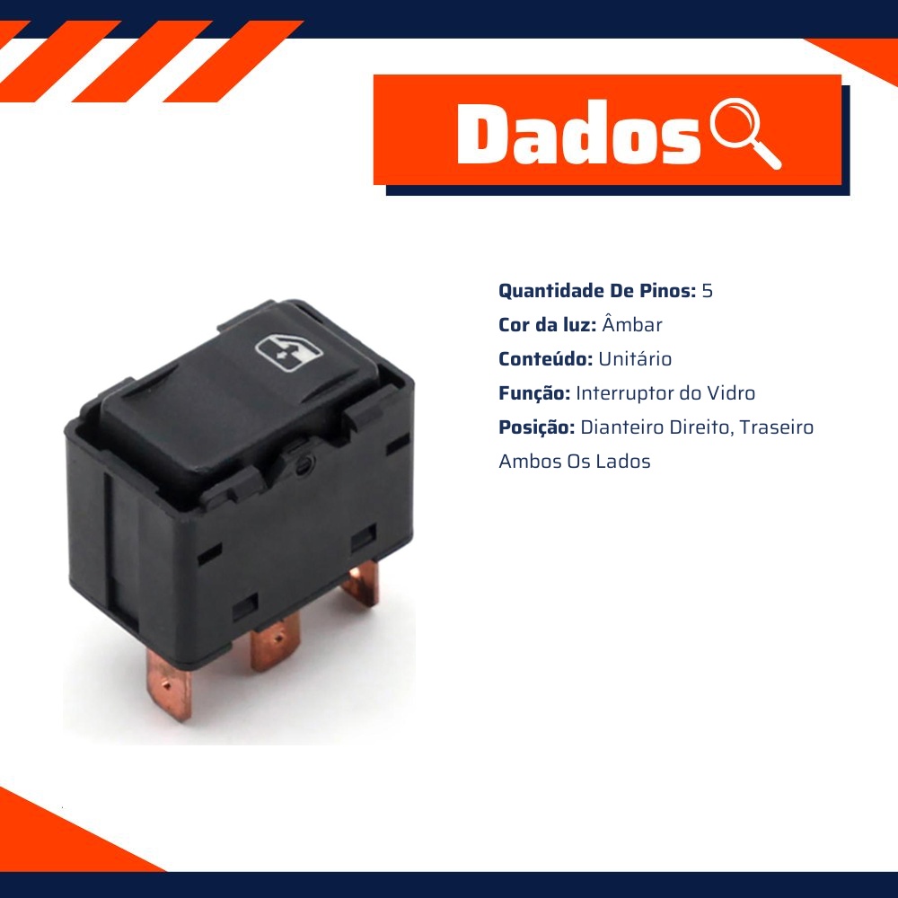 Interruptor do Vidro Elétrico - Gauss - GE2366