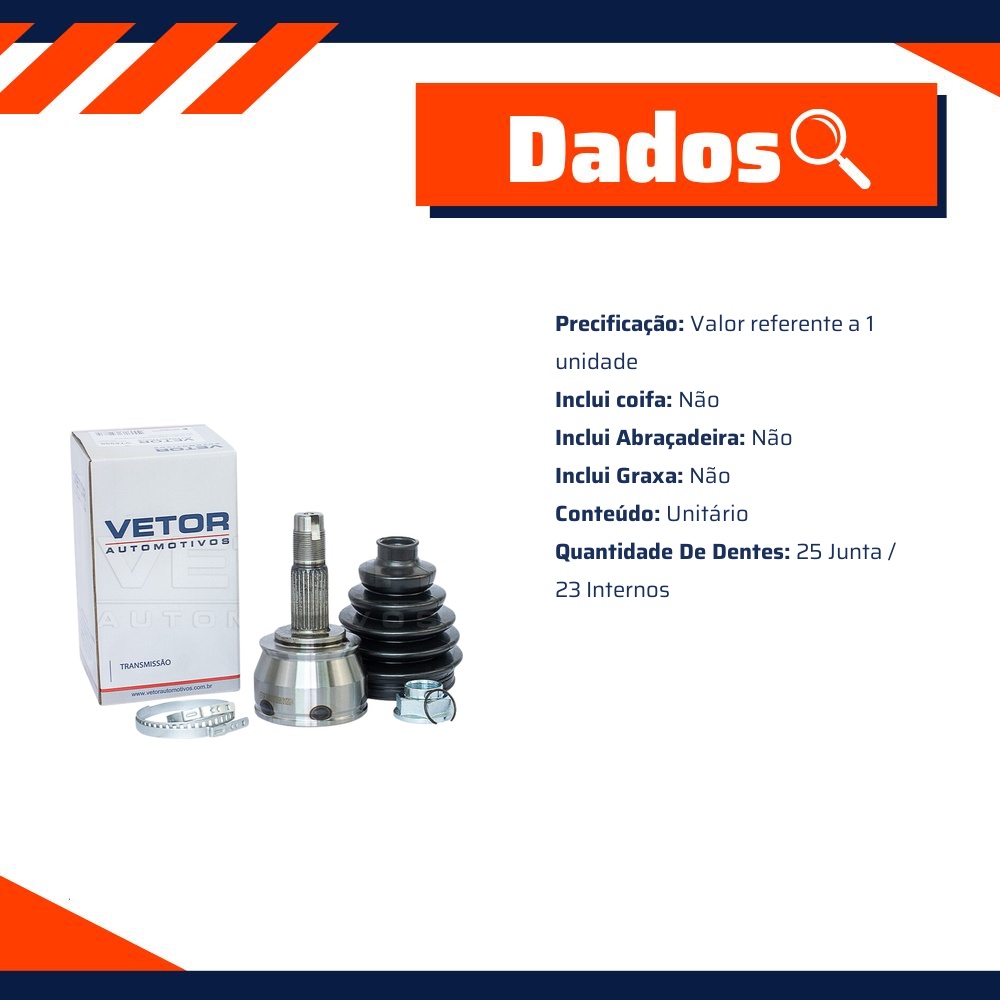 Junta Homocinetica para Fiat Fastback e Pulse - Vetor - VT5998