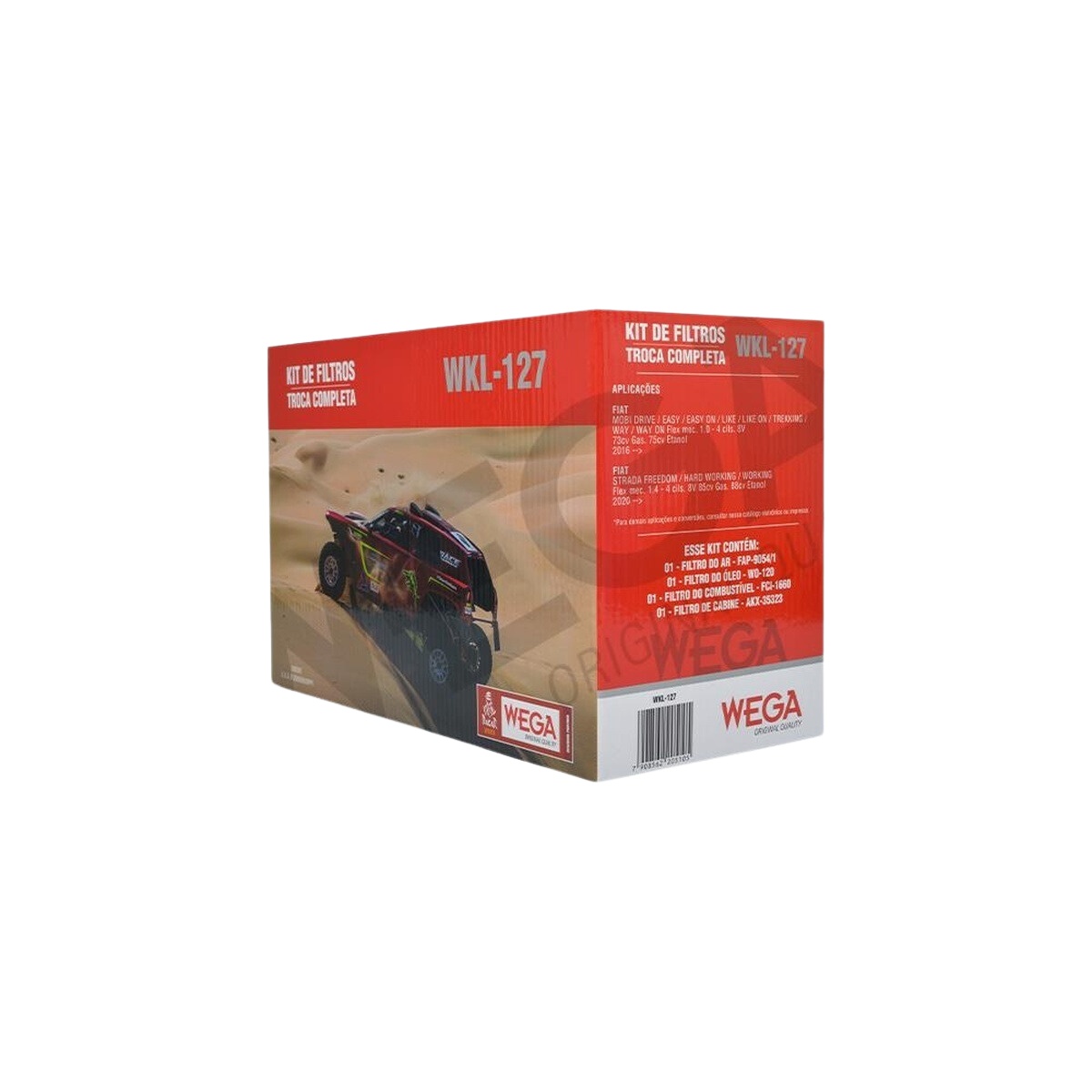 Kit Filtros de Ar Combustível Óleo e Cabine para Fiat Mobi e Strada - Wega - WKL-127