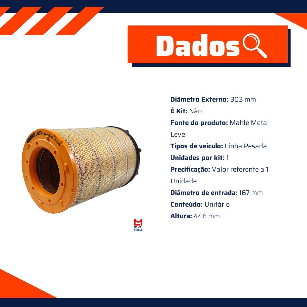 Filtro de Ar do Motor - Mahle Metal Leve - LX3534/1