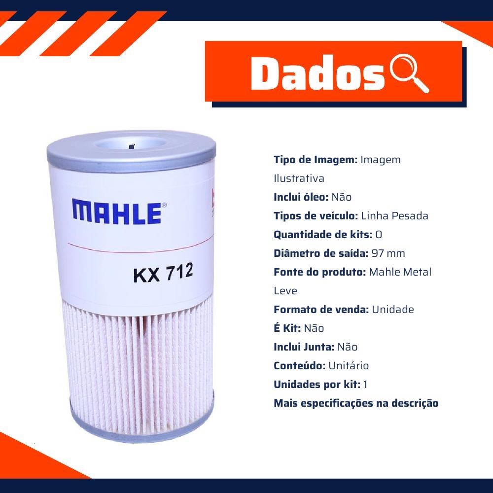 Filtro de Combustível - Mahle Metal Leve - KX712D