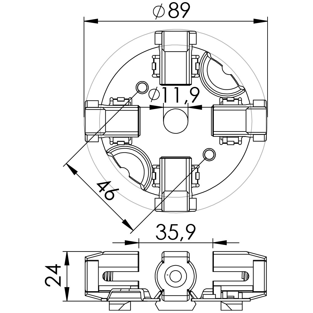 Porta Escovas para Motor de Partida com 4 Escovas - Unifap - 1.139/4