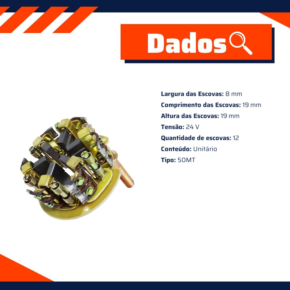 Porta Escovas para Motor de Partida com 12 Escovas - Unifap - 1.167/12