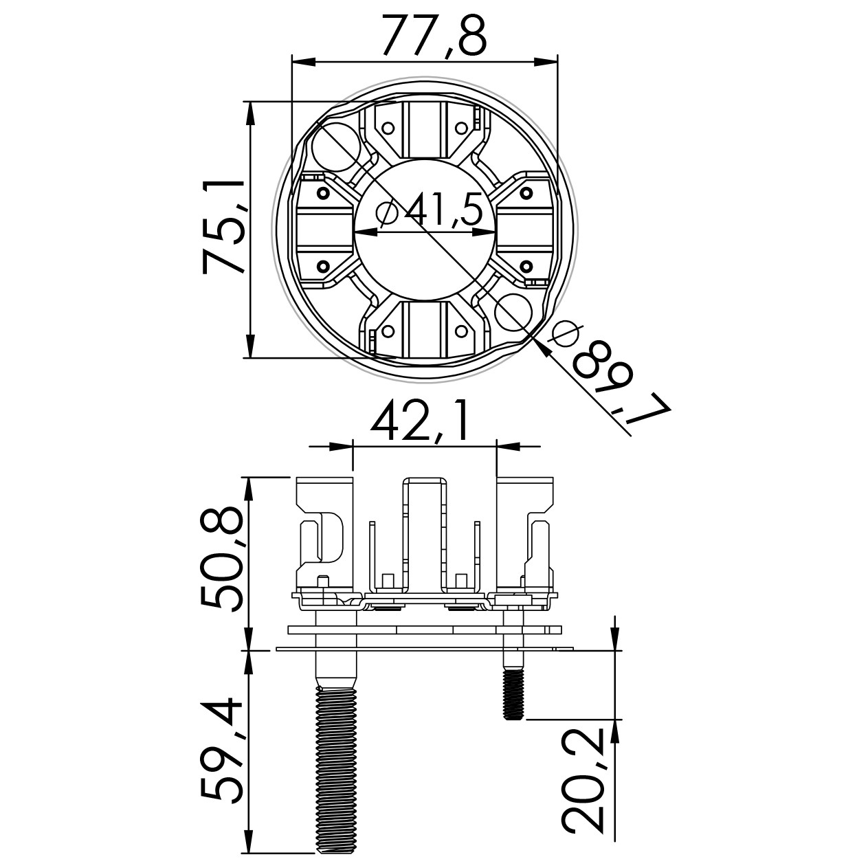 Porta Escovas para Motor de Partida com 4 Escovas - Unifap - 1.182/4