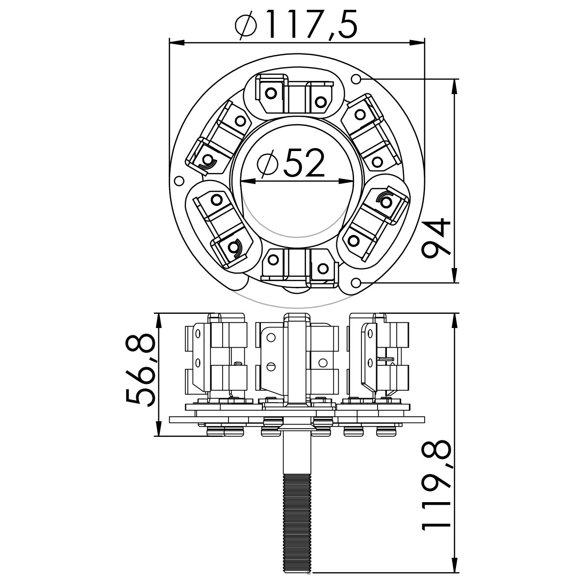 Porta Escovas para Motor de Partida com 6 Escovas - Unifap - 1.188/6