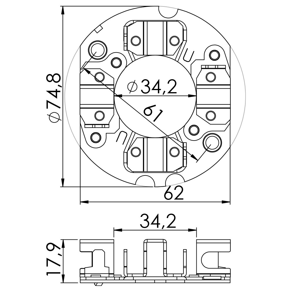 Porta Escovas para Motor de Partida com 4 Escovas - Unifap - 1.215/4