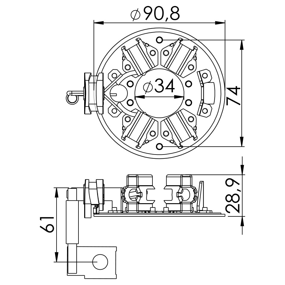 Porta Escovas para Motor de Partida com 4 Escovas - Unifap - 1.239/4