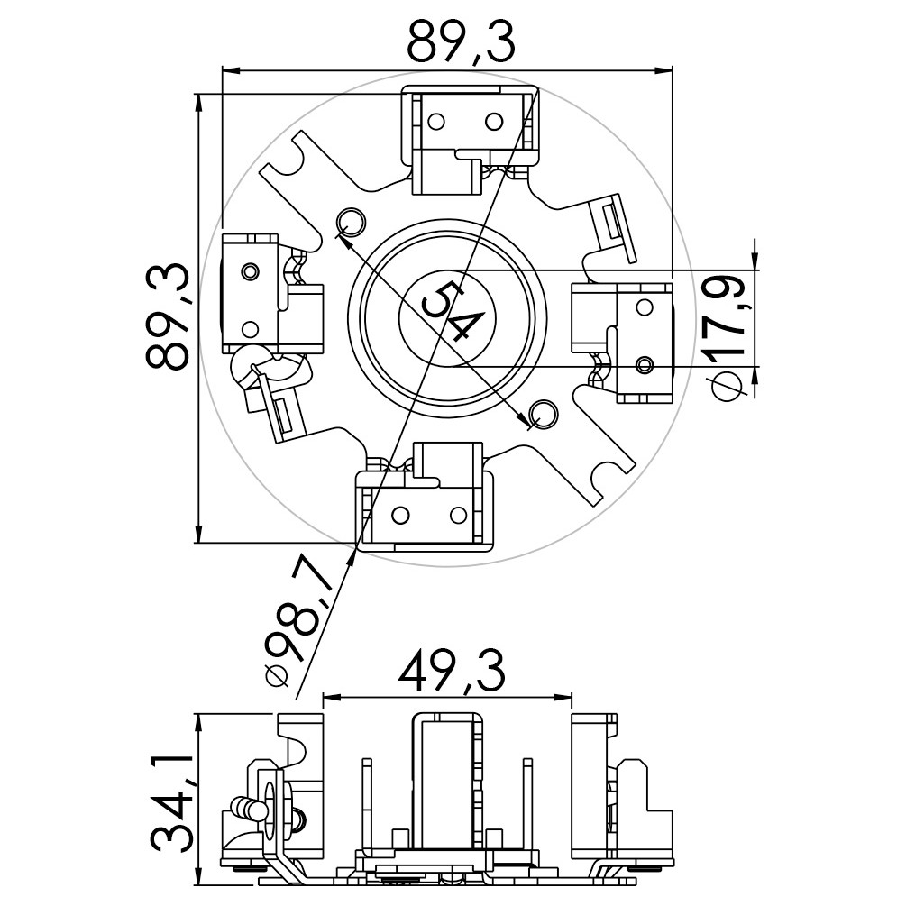 Porta Escovas para Motor de Partida com 4 Escovas - Unifap - 1.246/4