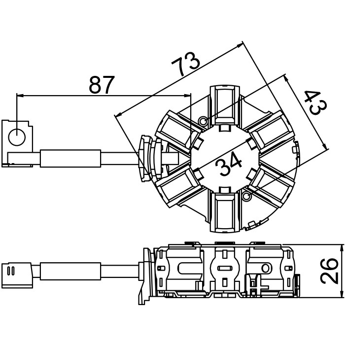 Porta Escovas para Motor de Partida com 6 Escovas - Unifap - 1.251/6