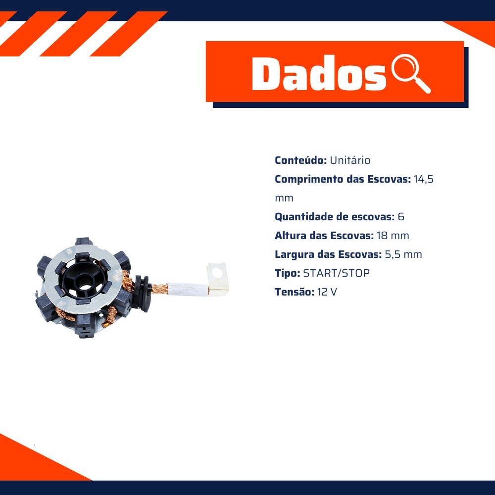 Porta Escovas para Motor de Partida com 6 Escovas - Unifap - 1.251/6