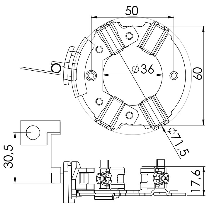 Porta Escovas para Motor de Partida com 4 Escovas para Agrale TX 1100 - Unifap - 1.258/4