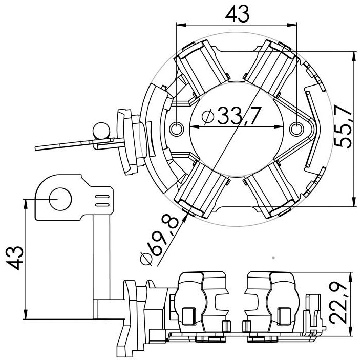 Porta Escovas para Motor de Partida com 4 Escovas - Unifap - 1.268/4
