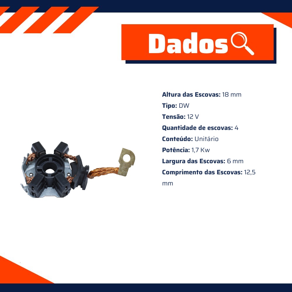 Porta Escovas para Motor de Partida com 4 Escovas - Unifap - 1.270/4