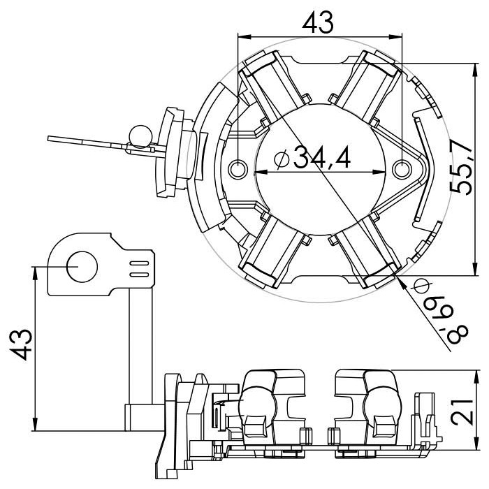 Porta Escovas para Motor de Partida com 4 Escovas - Unifap - 1.281/4