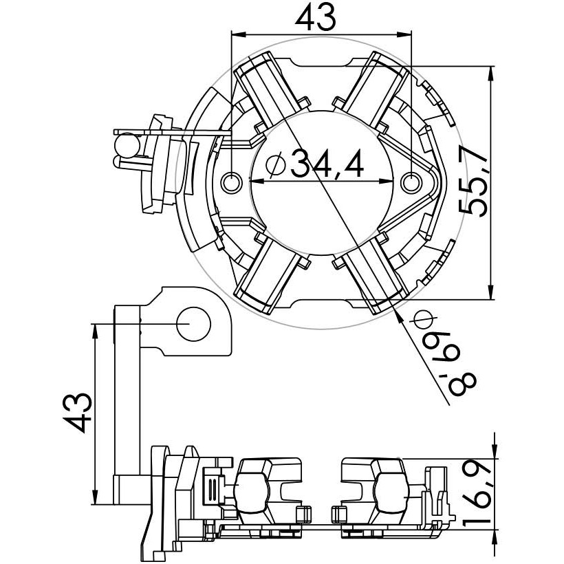 Porta Escovas para Motor de Partida com 4 Escovas para Volkswagen Polo Classic - Unifap - 1.283/4
