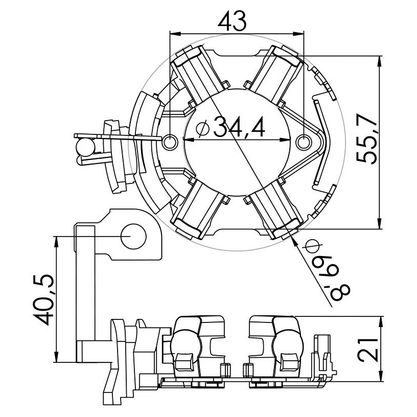 Porta Escovas para Motor de Partida com 4 Escovas - Unifap - 1.282/4