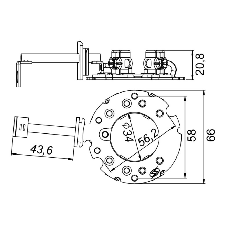Porta Escovas para Motor de Partida com 4 Escovas - Unifap - 1.301/4