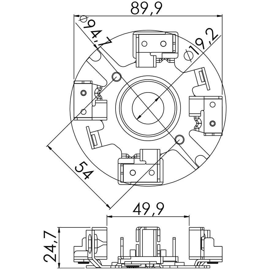 Porta Escovas para Motor de Partida com 4 Escovas - Unifap - 1.321/4
