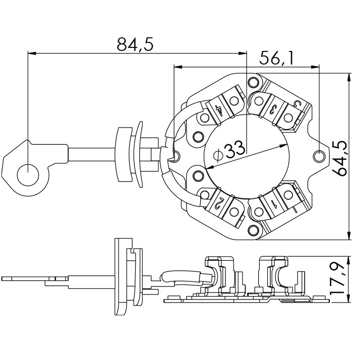 Porta Escovas para Motor de Partida com 4 Escovas para Toyota Corolla - Unifap - 1.323/4