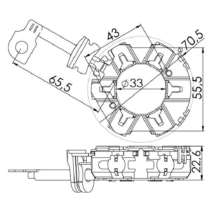 Porta Escovas para Motor de Partida com 6 Escovas - Unifap - 1.329/6