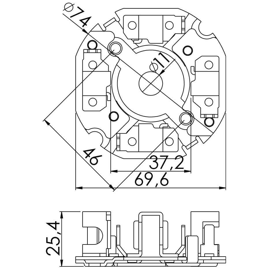 Porta Escovas para Motor de Partida com 4 Escovas para Citroen Jumper e Fiat Ducato - Unifap - 1.330/4
