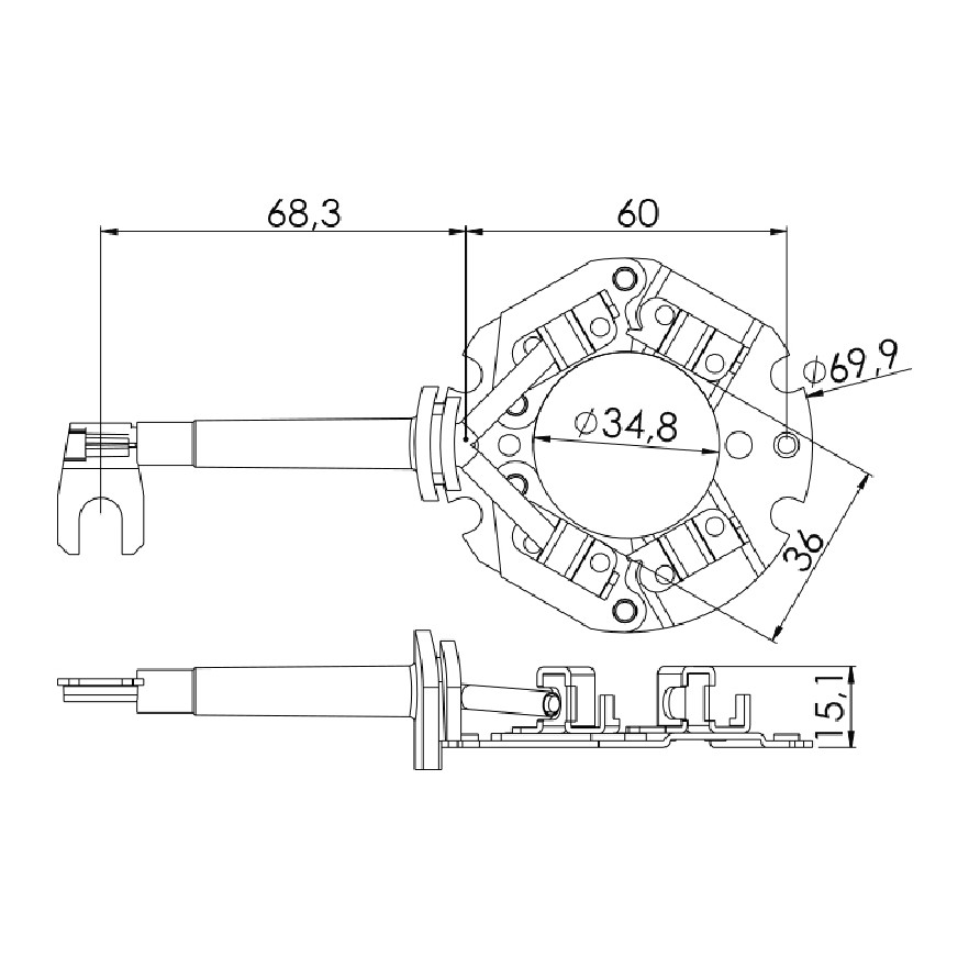 Porta Escovas para Motor de Partida com 4 Escovas - Unifap - 1.332/4