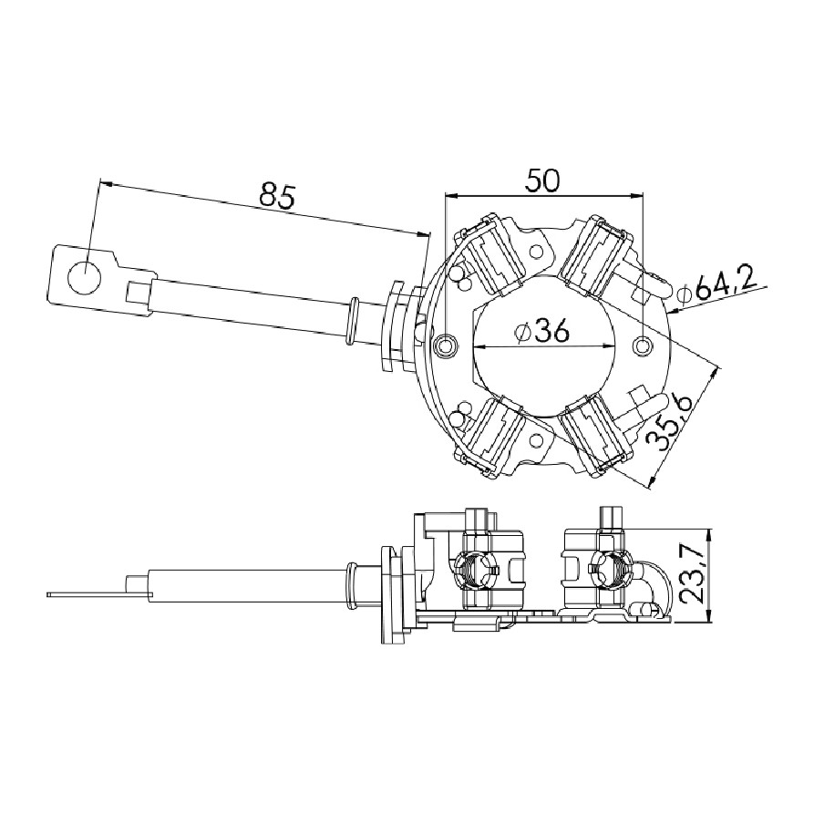 Porta Escovas para Motor de Partida com 4 Escovas - Unifap - 1.336/4