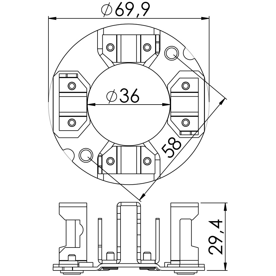 Porta Escovas para Motor de Partida com 4 Escovas - Unifap - 1.339/4