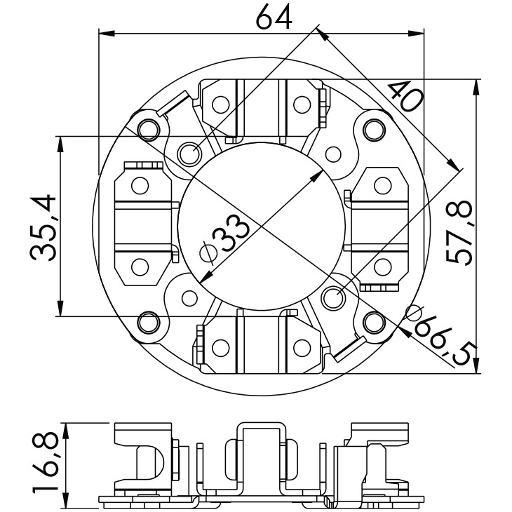Porta Escovas para Motor de Partida com 4 Escovas - Unifap - 1.341/4