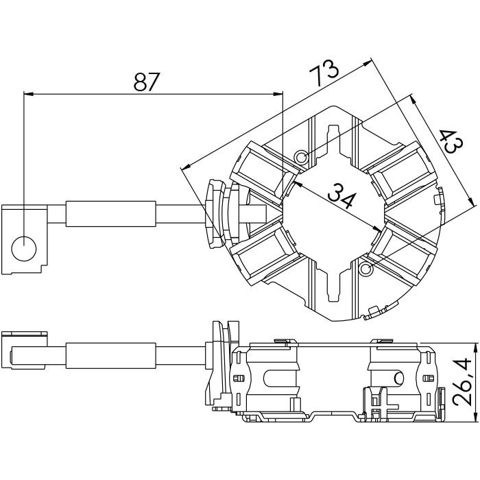 Porta Escovas para Motor de Partida com 4 Escovas para Porsche Cayenne e Panamera - Unifap - 1.343/4