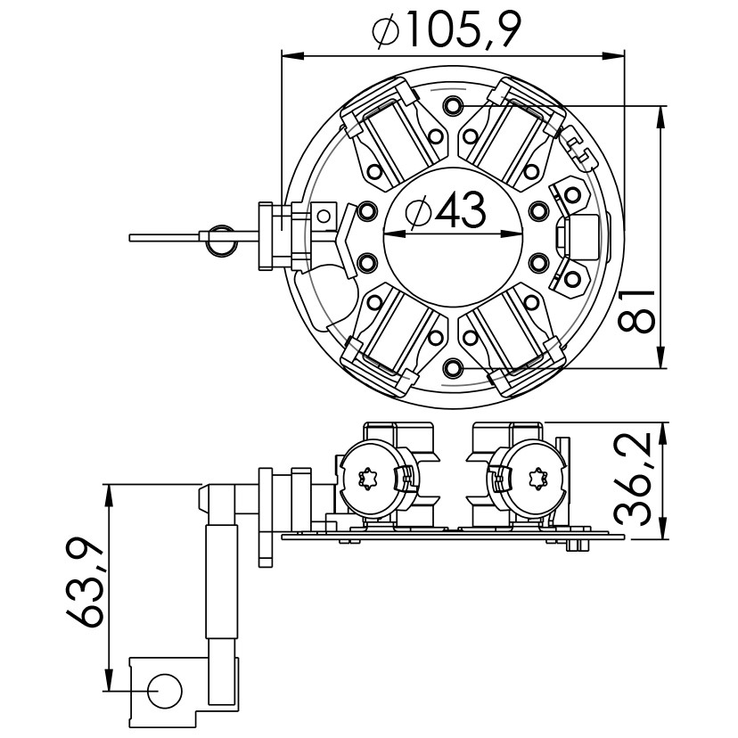 Porta Escovas para Motor de Partida com 4 Escovas - Unifap - 1.345/4