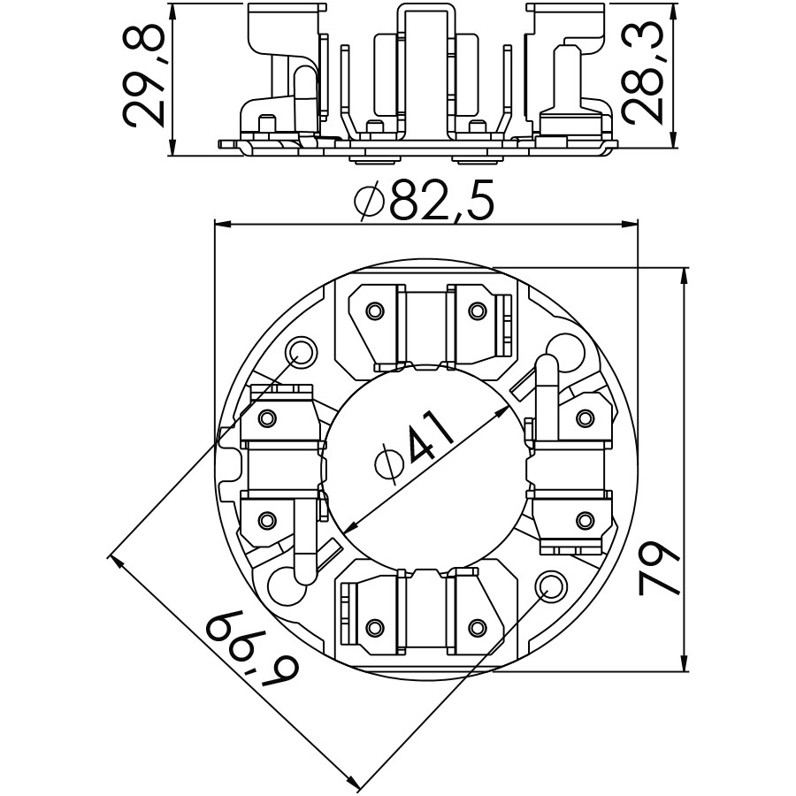 Porta Escovas para Motor de Partida com 4 Escovas - Unifap - 1.349/4