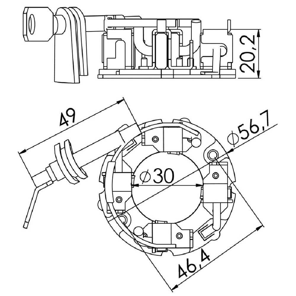 Porta Escovas para Motor de Partida com 4 Escovas - Unifap - 1.357/4