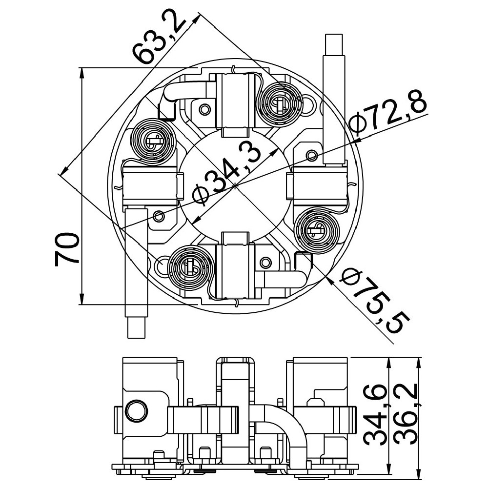 Porta Escovas para Motor de Partida com 4 Escovas - Unifap - 1.361/4